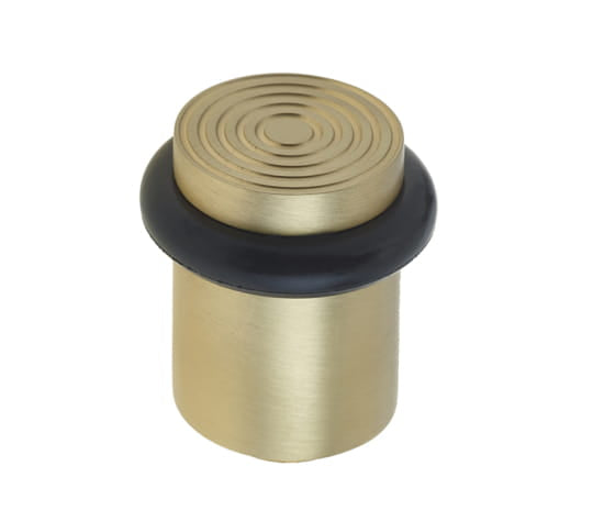 This is an image showing the Burlington - Floor mounted Door Stop - Satin Brass available to order from T.H. Wiggans Ironmongery in Kendal