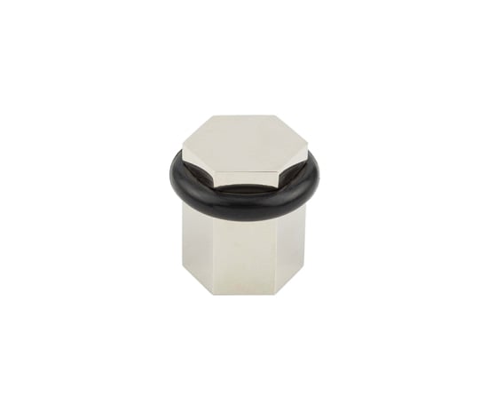 This is an image showing the Burlington - PN hexagonal floor mounted door stop available to order from T.H. Wiggans Ironmongery in Kendal