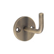 This is an image of Eurospec - Single Coat Hook - Antique Brass - HCH1016AB available to order from T.H. Wiggans Ironmongery in Kendal.