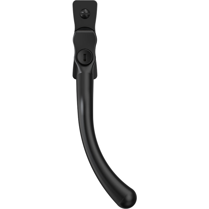 This is an image of Mila Heritage Pear Drop Casement Handle Matt Black Right hand - CB-CB700572 available from T.H. Wiggans Ironmongery Ltd in Kendal.