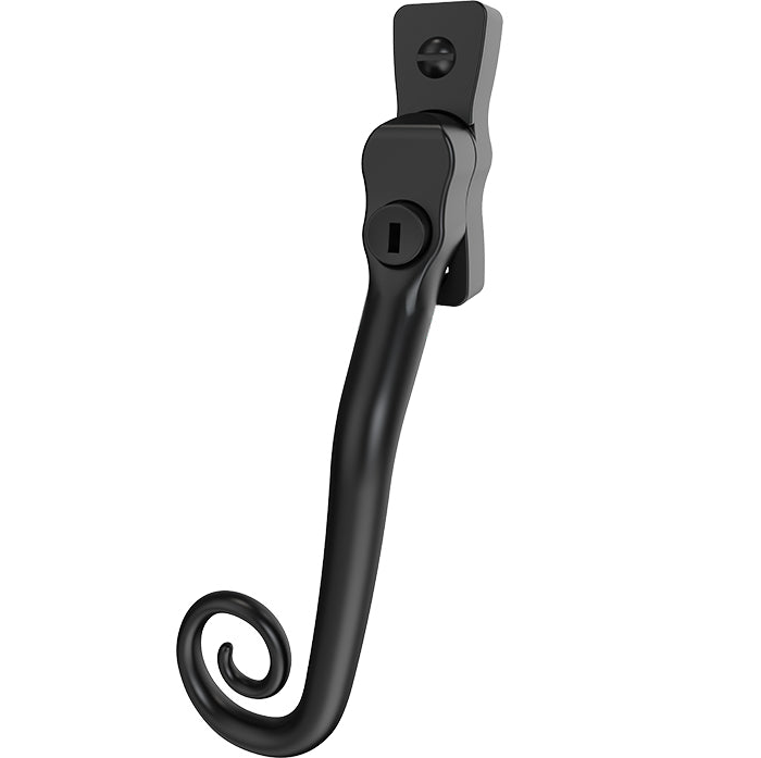 Mila Heritage Monkey Tail Casement Handle Matt Black Left hand