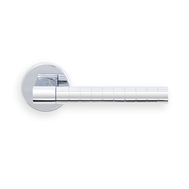 This image shows Manital - hey quadra lever handle on threaded round rose cro (polished chrome) - polished chrome - hq5cp available from T.H. Wiggans Ironmongery in Kendal.