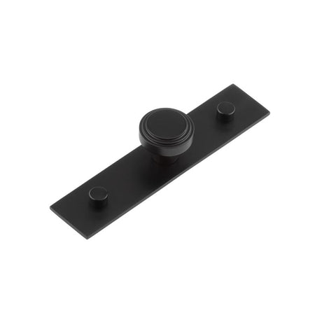 This is an image showing the Frelan - Cropley Cupboard Knobs 30mm Plain Backplate Black available to order from T.H. Wiggans Ironmongery in Kendal