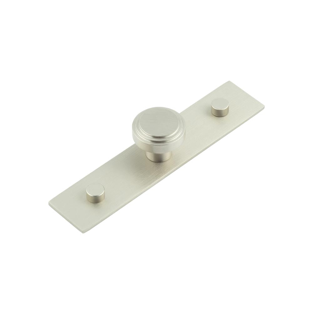 This is an image showing the Frelan - Cropley Cupboard Knobs 30mm Plain Backplate Satin Nickel available to order from T.H. Wiggans Ironmongery in Kendal