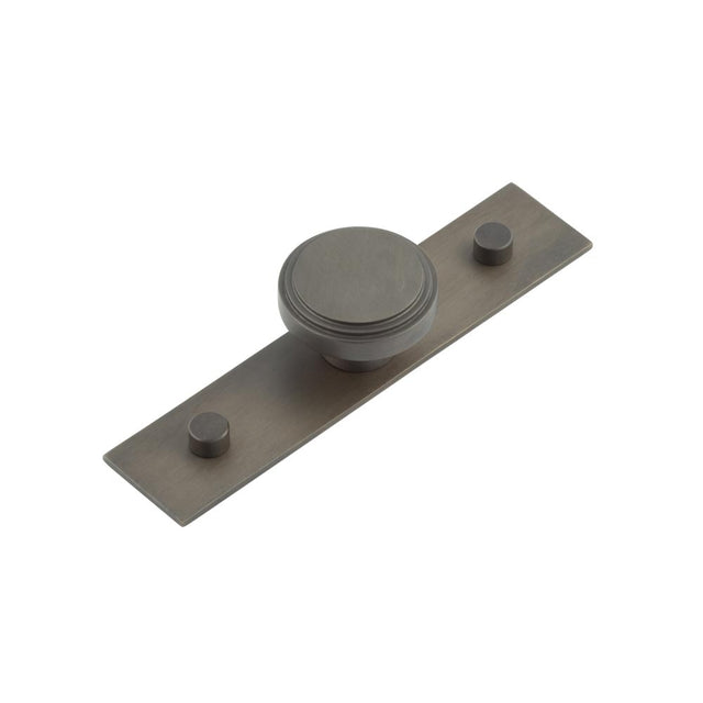 This is an image showing the Frelan - Cropley Cupboard Knobs 40mm Plain Backplate Dark Bronze available to order from T.H. Wiggans Ironmongery in Kendal