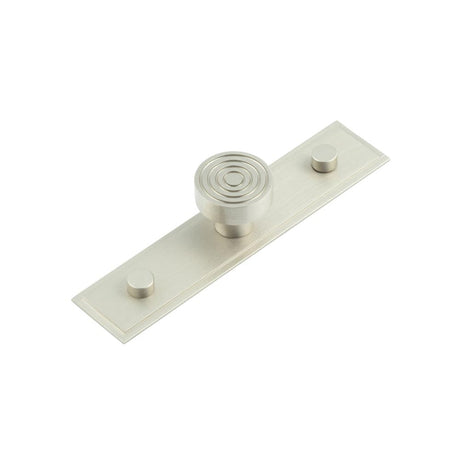 This is an image showing the Frelan - Murray Cupboard Knobs 30mm Stepped Backplate Satin Nickel available to order from T.H. Wiggans Ironmongery in Kendal