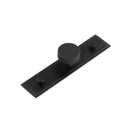 This is an image showing the Frelan - Wenlock Cupboard Knobs 30mm Stepped Backplate Matt Black available to order from T.H. Wiggans Ironmongery in Kendal