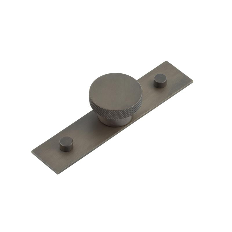 This is an image showing the Frelan - Wenlock Cupboard Knobs 40mm Plain Backplate Dark Bronze available to order from T.H. Wiggans Ironmongery in Kendal