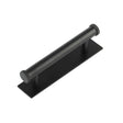 This is an image showing the Frelan - Hoxton Wenlock Cabinet Handles 96mm Ctrs Plain Backplate Matt Black available to order from T.H. Wiggans Ironmongery in Kendal