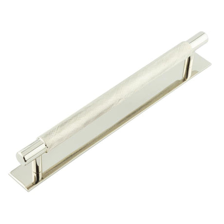 This is an image showing the Frelan - Hoxton Taplow Cabinet Handles 224mm Ctrs Plain Backplate Polished Nickel available to order from T.H. Wiggans Ironmongery in Kendal