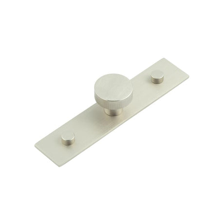 This is an image showing the Frelan - Thaxted Cupboard Knobs 30mm Plain Backplate Satin Nickel available to order from T.H. Wiggans Ironmongery in Kendal