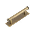 This is an image showing the Frelan - Hoxton Thaxted Cabinet Handles 96mm Ctrs Plain Backplate Antique Brass available to order from T.H. Wiggans Ironmongery in Kendal