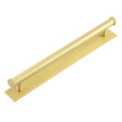 This is an image showing the Frelan - Hoxton Thaxted Cabinet Handles 224mm Ctrs Plain Backplate Satin Brass available to order from T.H. Wiggans Ironmongery in Kendal