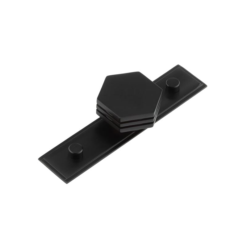 This is an image showing the Frelan - Nile Cupboard Knobs 40mm Stepped Matt Black available to order from T.H. Wiggans Ironmongery in Kendal