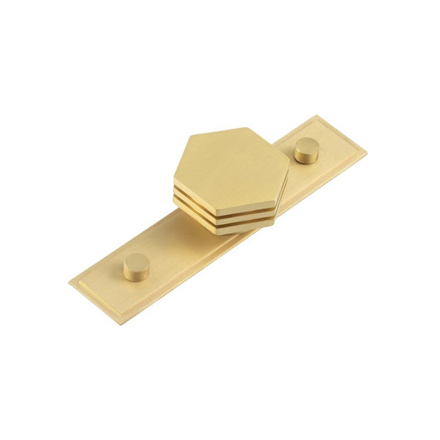 This is an image showing the Frelan - Nile Cupboard Knobs 40mm Stepped Satin Brass available to order from T.H. Wiggans Ironmongery in Kendal