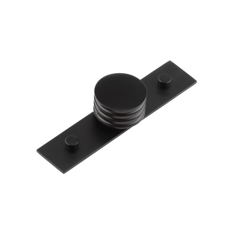 This is an image showing the Frelan - Sturt Cupboard Knobs 40mm Plain Matt Black available to order from T.H. Wiggans Ironmongery in Kendal