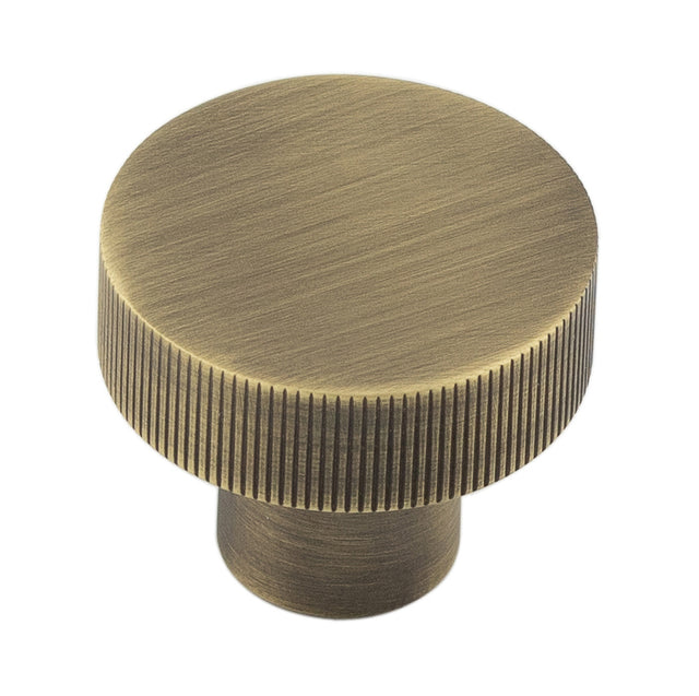 This is an image showing the Hoxton - Thaxted AB 30mm Line Knurled Cupboard Knob available to order from T.H. Wiggans Ironmongery in Kendal