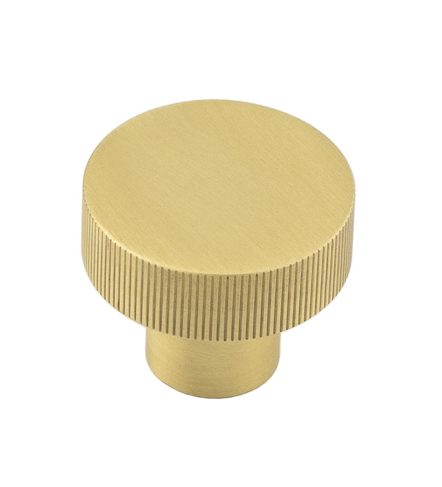 This is an image showing the Hoxton - Thaxted SB 30mm Line Knurled Cupboard Knob available to order from T.H. Wiggans Ironmongery in Kendal