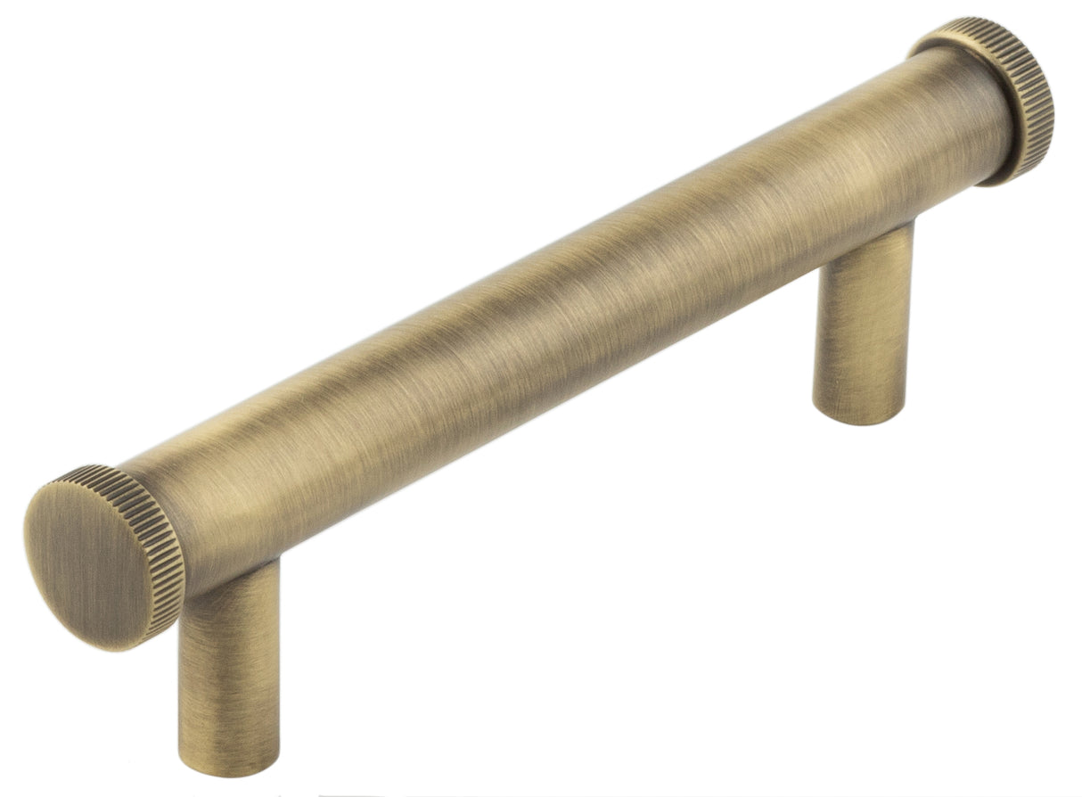 This is an image showing the Hoxton - Thaxted AB 96mm Line Knurled End Caps Cabinet handles available to order from T.H. Wiggans Ironmongery in Kendal