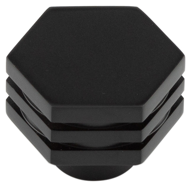 This is an image showing the Hoxton - Nile MB 30mm Hex Cupboard Knob With Step Details available to order from T.H. Wiggans Ironmongery in Kendal