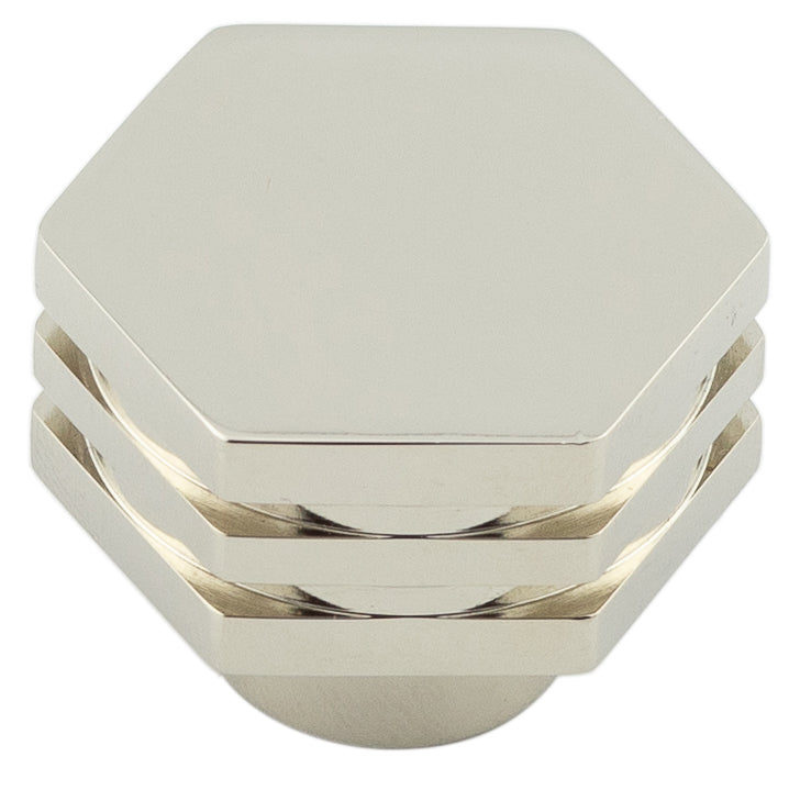 This is an image showing the Hoxton - Nile PN 30mm Hex Cupboard Knob With Step Details available to order from T.H. Wiggans Ironmongery in Kendal