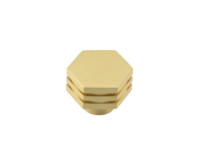 This is an image showing the Hoxton - Nile SB 30mm Hex Cupboard Knob With Step Details available to order from T.H. Wiggans Ironmongery in Kendal