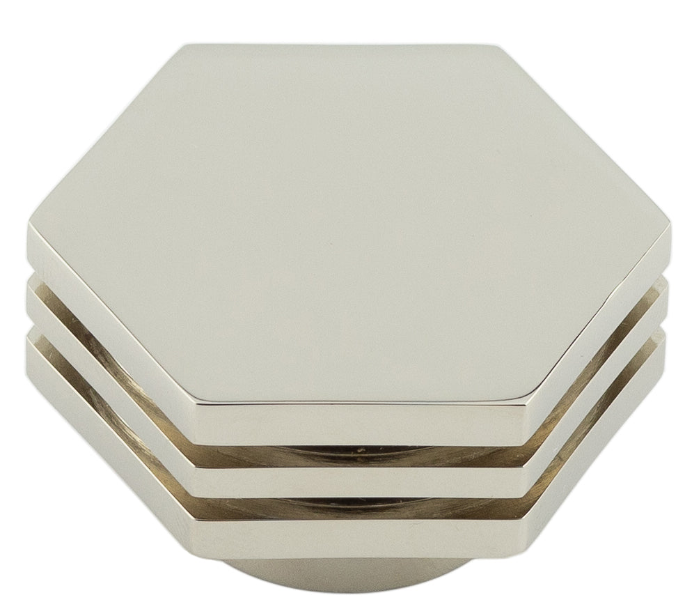 This is an image showing the Hoxton - Nile PN 40mm Hex Cupboard Knob With Step Detail available to order from T.H. Wiggans Ironmongery in Kendal