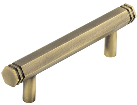 This is an image showing the Hoxton - Nile AB 96mm Hex Cabinet Handle With End Step Detail available to order from T.H. Wiggans Ironmongery in Kendal