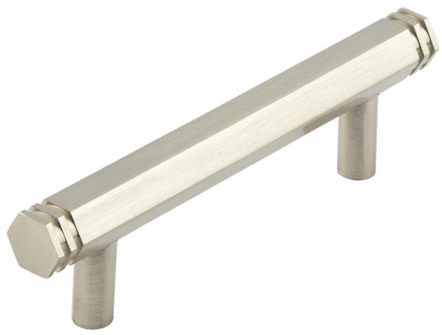 This is an image showing the Hoxton - Nile SN 96mm Hex Cabinet Handle With End Step Detail available to order from T.H. Wiggans Ironmongery in Kendal