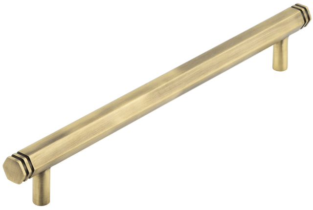 This is an image showing the Hoxton - Nile AB 224mm Hex Cabinet Handle With End Step Detail available to order from T.H. Wiggans Ironmongery in Kendal