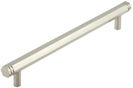 This is an image showing the Hoxton - Nile SN 224mm Hex Cabinet Handle With End Step Detail available to order from T.H. Wiggans Ironmongery in Kendal