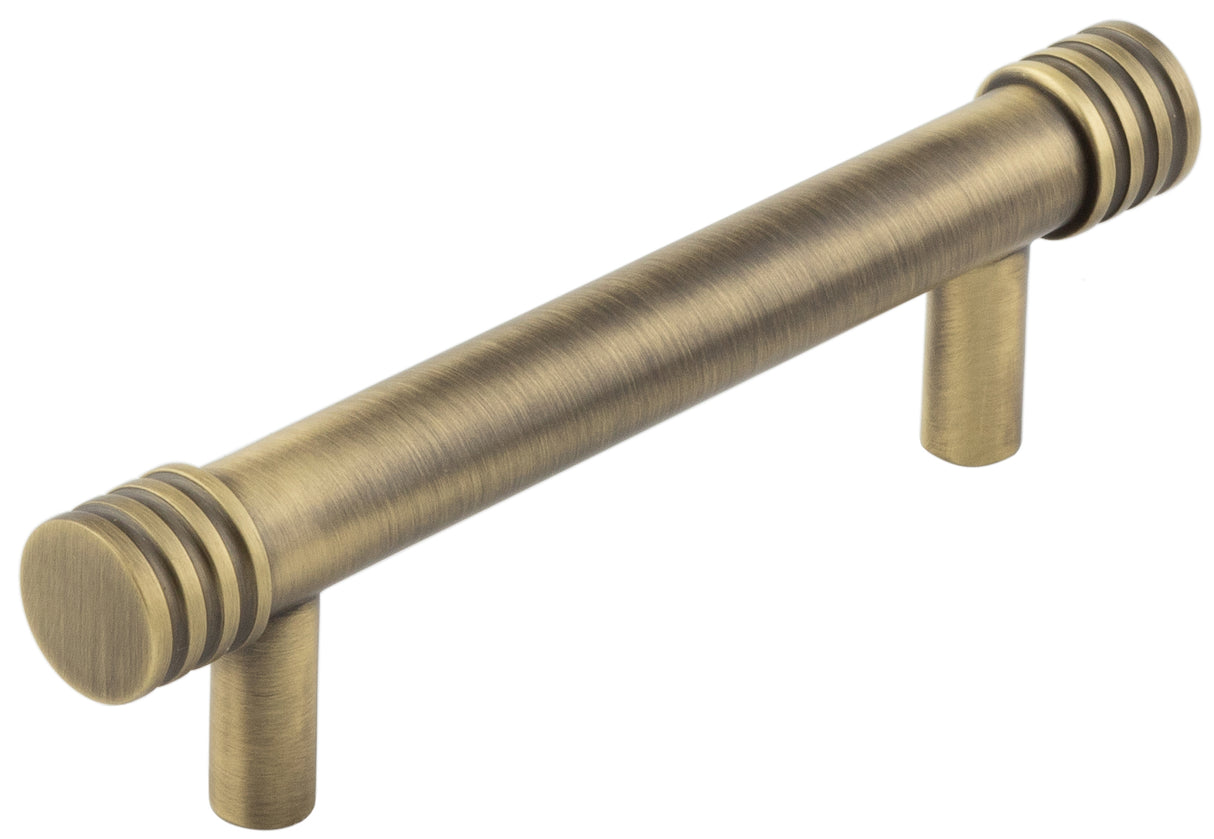 This is an image showing the Hoxton - Sturt AB 96mm Cabinet Handle Grooved available to order from T.H. Wiggans Ironmongery in Kendal