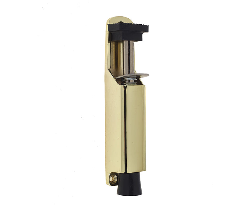 This is an image showing the Frelan - 180mm Foot Operated Door Holder - Polished Brass available to order from T.H. Wiggans Ironmongery in Kendal