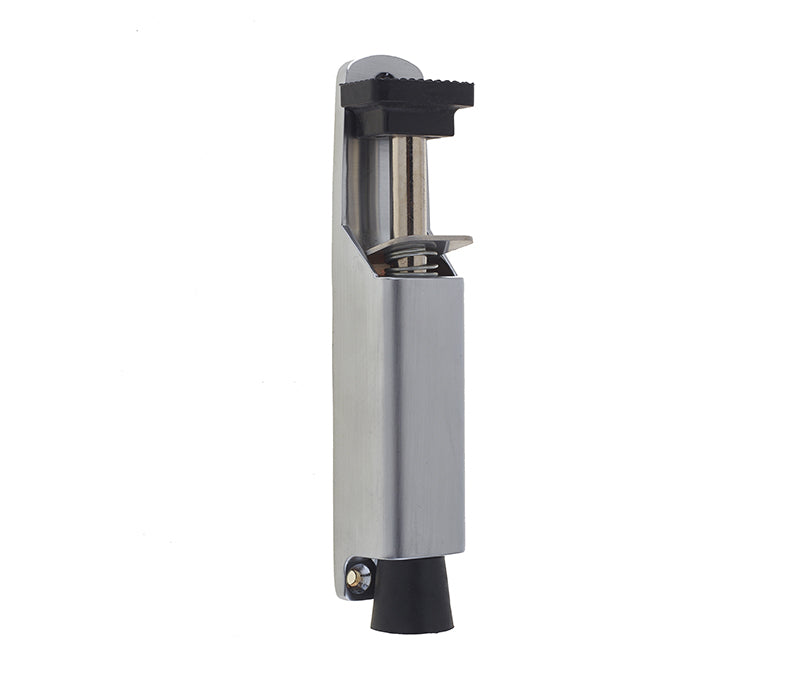This is an image showing the Frelan - 180mm Foot Operated Door Holder - Satin Chrome available to order from T.H. Wiggans Ironmongery in Kendal