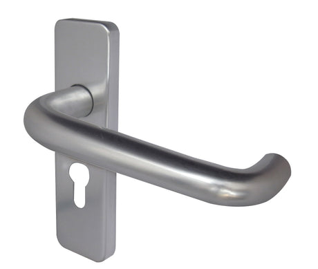 This is an image showing the Frelan - 19mm Round Bar Door Handle on Euro Profile Lockplate Satin Anodised Alu available to order from T.H. Wiggans Ironmongery in Kendal