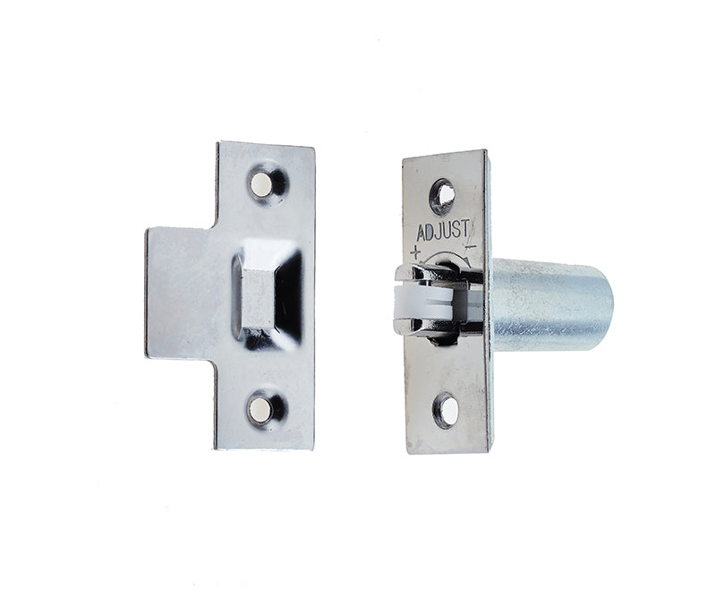 This is an image showing the Frelan - PC Adjustable rollerbolt catch (nylon roller) available to order from T.H. Wiggans Ironmongery in Kendal