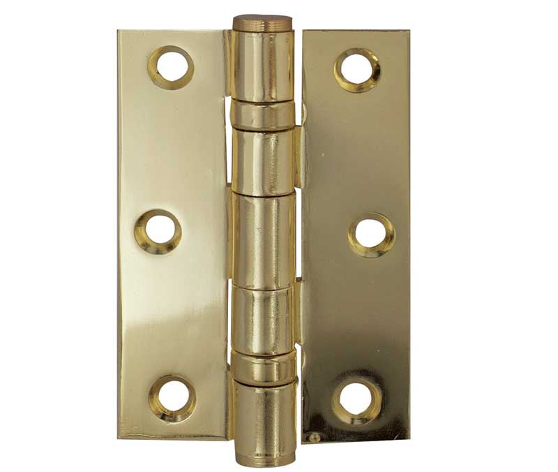 This is an image showing the Frelan - 76x50mm Steel Ball Bearing Hinges Grade 7 - Electo Brass available to order from T.H. Wiggans Ironmongery in Kendal