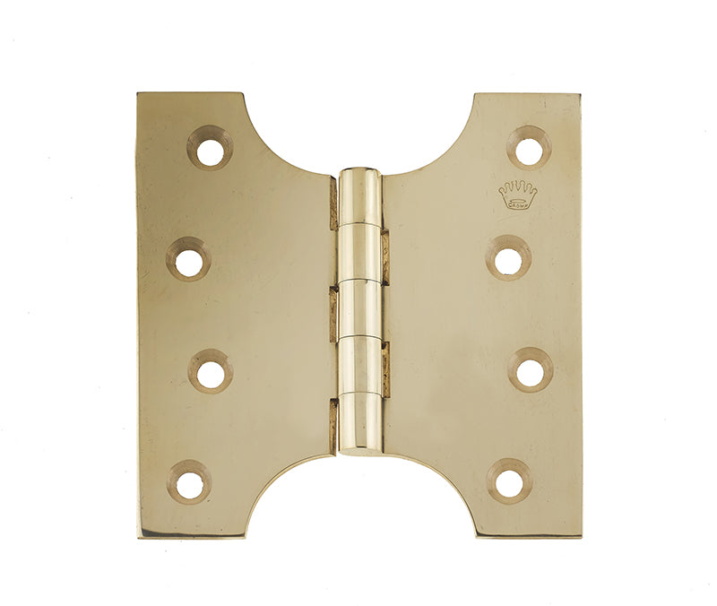 This is an image showing the Frelan - 102x102mm Budget Parliament Hinges - Polished Brass available to order from T.H. Wiggans Ironmongery in Kendal