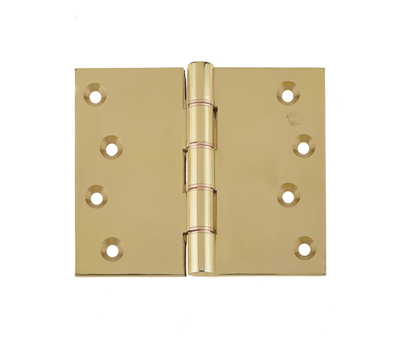 This is an image showing the Frelan - 102x127mm Projection Brass Hinges - Polished Brass available to order from T.H. Wiggans Ironmongery in Kendal