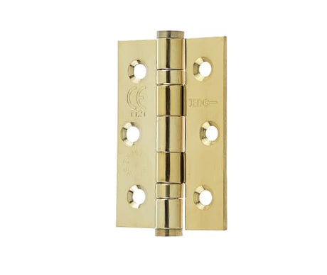 This is an image showing the Frelan - 76 x 50mm Stainless Steel Ball Bearing Hinges - Electro Brass available to order from T.H. Wiggans Ironmongery in Kendal