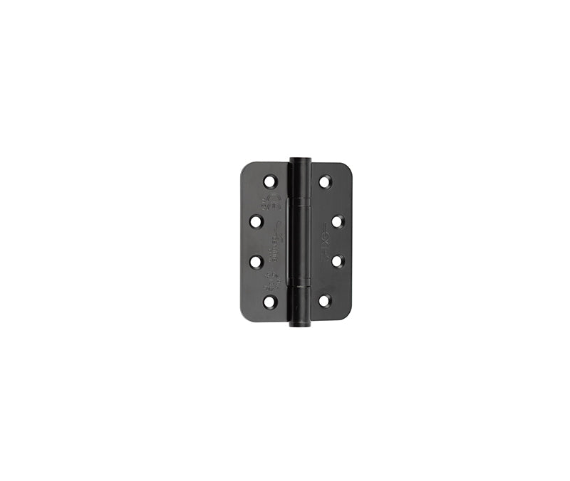 This is an image showing the Frelan - 102x76x3mm Matt black Radius PBH 3 knuckle hinge Pack of 3 available to order from T.H. Wiggans Ironmongery in Kendal