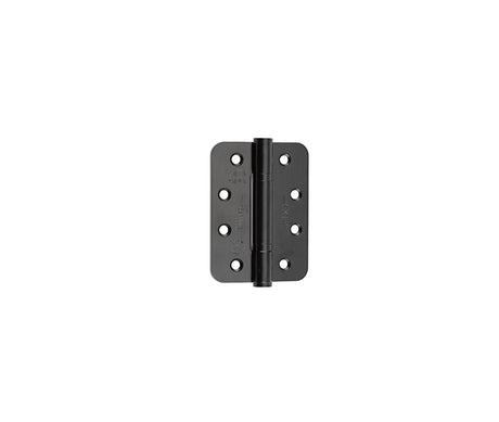 This is an image showing the Frelan - 102x76x3mm Matt black Radius PBH 3 knuckle hinge Pack of 3 available to order from T.H. Wiggans Ironmongery in Kendal