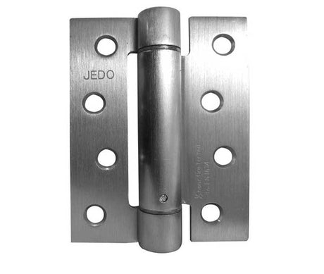 This is an image showing the Frelan - 102x76mm Steel Single Action Spring Hinges - Satin Chrome available to order from T.H. Wiggans Ironmongery in Kendal