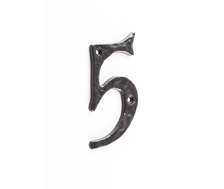 This is an image showing the Frelan - Screws Fixed Numeral 5 - Antique Black available to order from T.H. Wiggans Ironmongery in Kendal