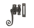 This is an image showing the Frelan - Monkey Tail Locking Casement Fastener Left - Antique Black available to order from T.H. Wiggans Ironmongery in Kendal