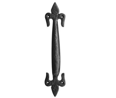 This is an image showing the Frelan - Fleur De Lys 100mm Pull Handle - Antique Black available to order from T.H. Wiggans Ironmongery in Kendal