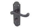 This is an image showing the Frelan - Turnberry Bathroom Lock Handles on Backplate - Antique Black available to order from T.H. Wiggans Ironmongery in Kendal