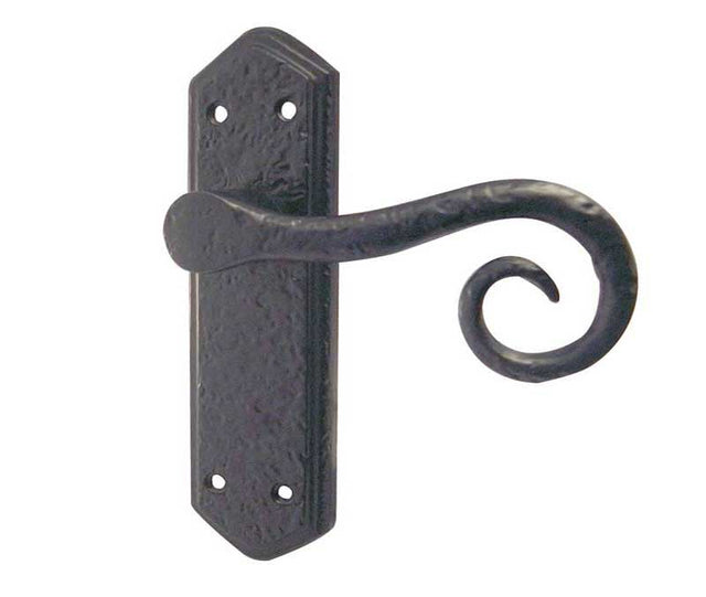 This is an image showing the Frelan - Royal Lever Latch Handles on Backplate - Antique Black available to order from T.H. Wiggans Ironmongery in Kendal