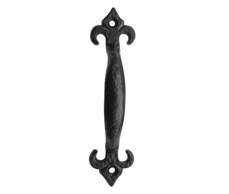 This is an image showing the Frelan - Fleur De Lys 235mm Pull Handle - Antique Black available to order from T.H. Wiggans Ironmongery in Kendal