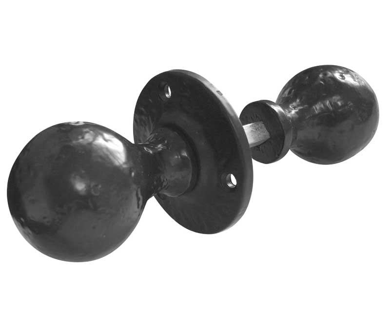 This is an image showing the Frelan - Ball Shaped Rim Knobs - Antique Black available to order from T.H. Wiggans Ironmongery in Kendal